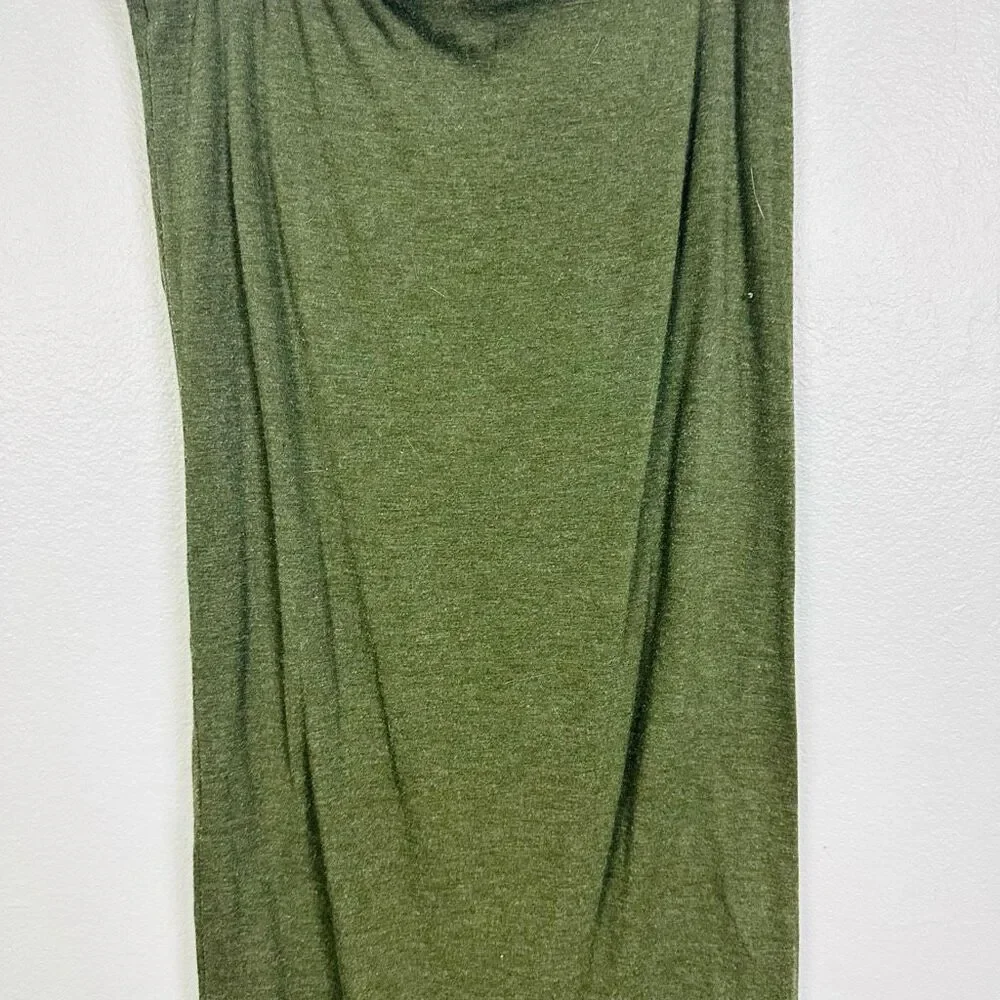 Ann Taylor Dark Green Ruched Long Knit Dress Skirt Size 8